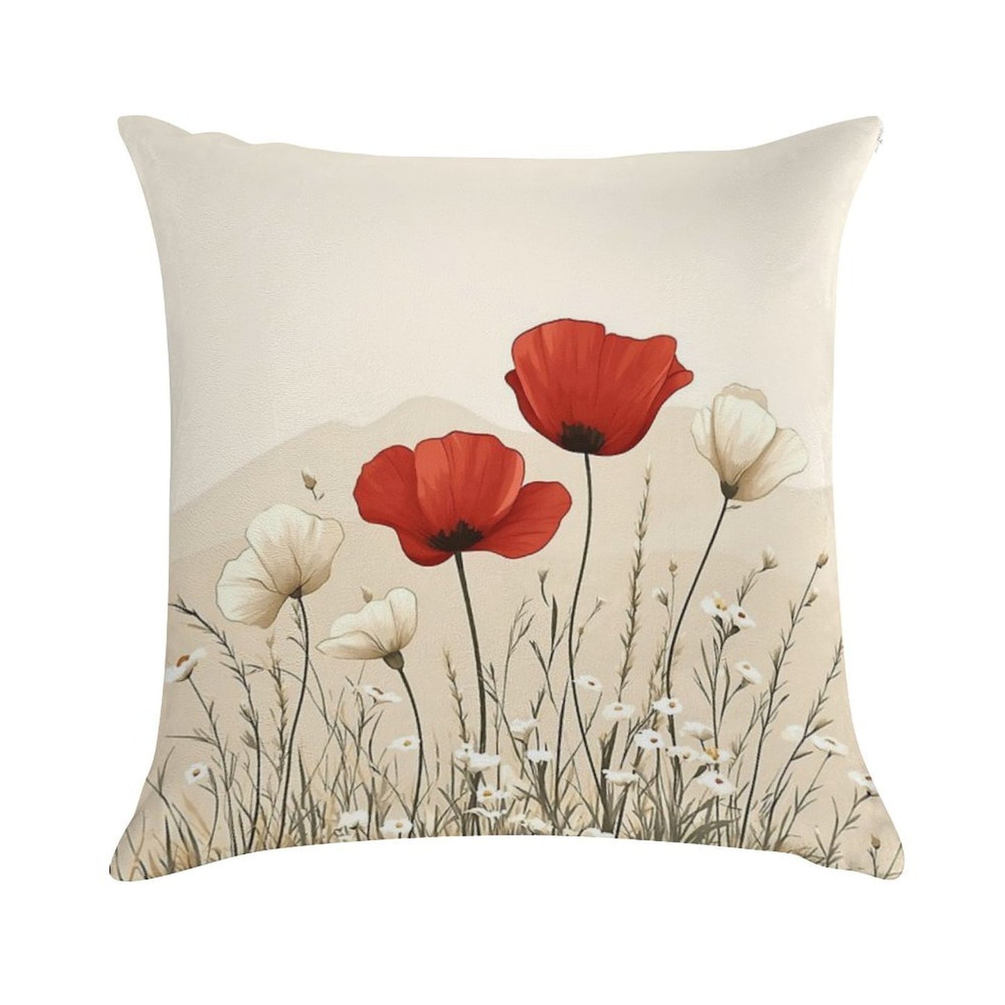 Red Poppies In Bloom Soft Home Decor Throw Pillow