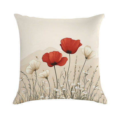Red Poppies In Bloom Soft Home Decor Throw Pillow