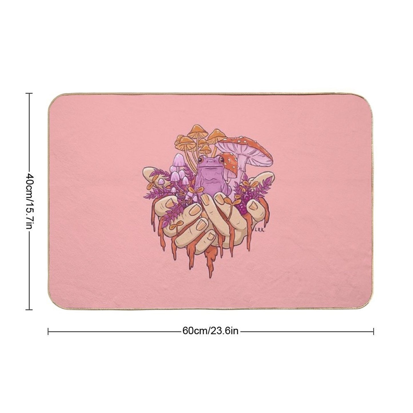 Sapphic Toadstool Frog Handful  Stain-Proof Bath Mat