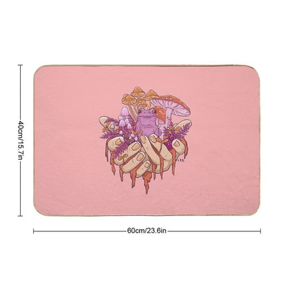 Sapphic Toadstool Frog Handful  Stain-Proof Bath Mat
