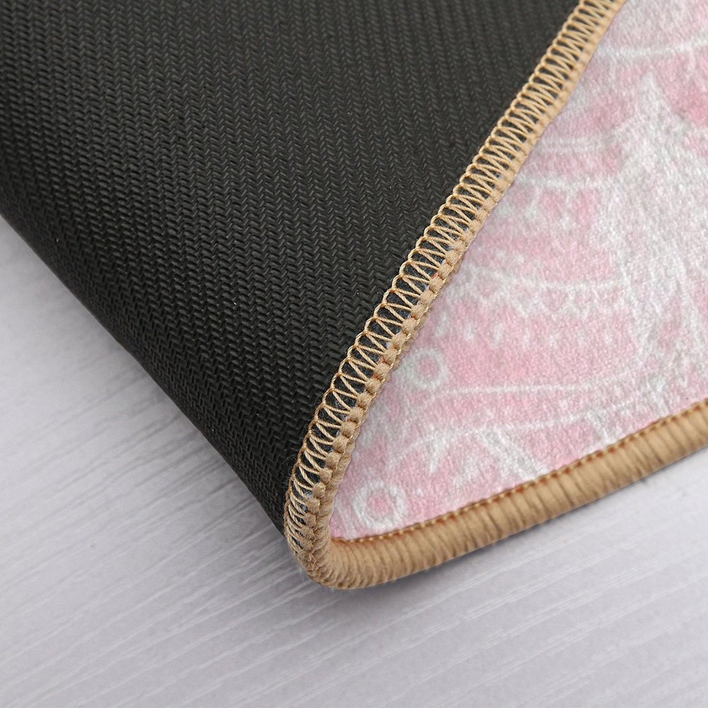 Elegant White Mandala Pink Nebula Design  Easy Maintenance Bath Mat