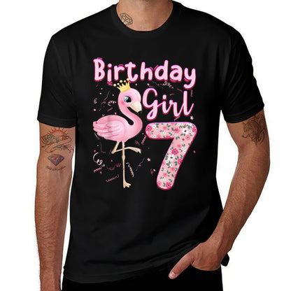7th Birthday Girls Flamingo 7 Years Old Tropical Flamingo  Versatile T-Shirt