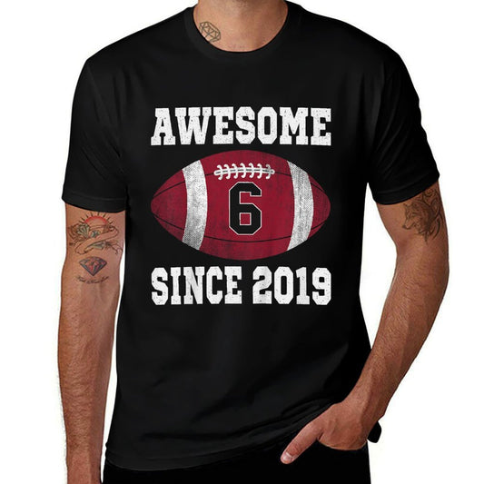Kids 6th Birthday Football Player 6 Years Old Vintage Sports  Tagless Design T-Shirt
