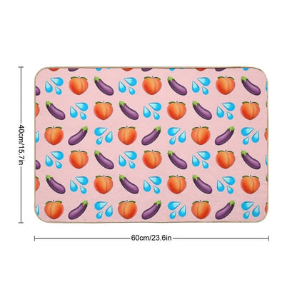 Peach And Eggplant Emoji  Eco-Friendly Bath Mat