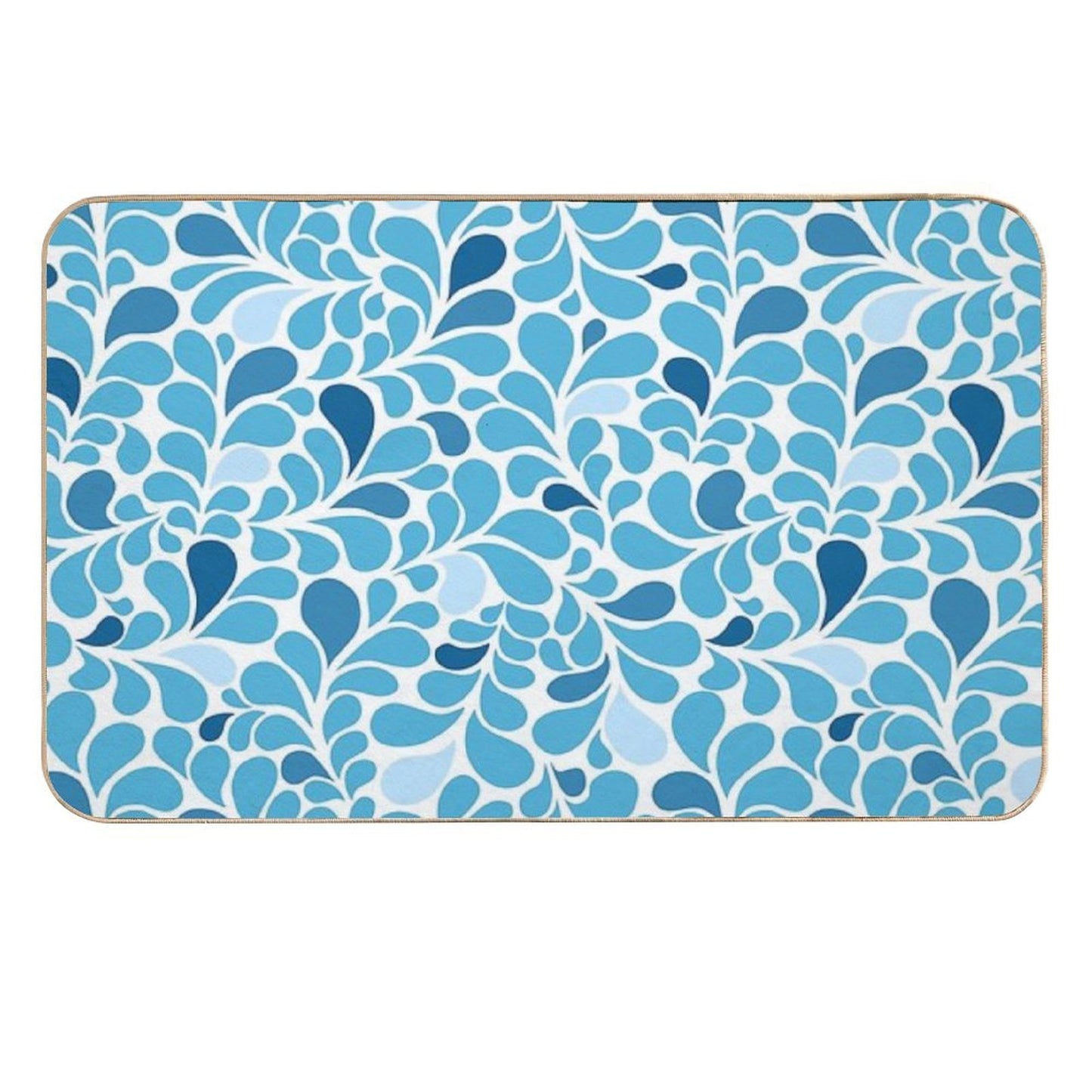 Water Drops Flourish Pattern, Ornamental Style Seamless Pattern,  Easy Maintenance Bath Mat