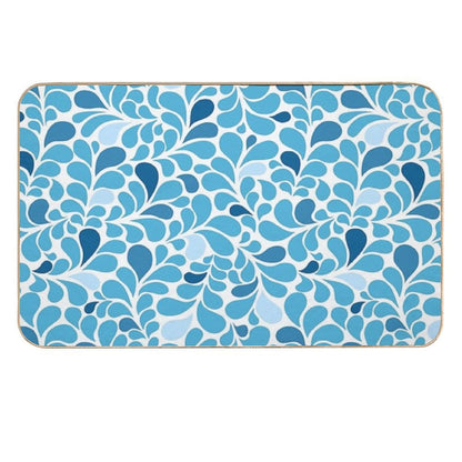 Water Drops Flourish Pattern, Ornamental Style Seamless Pattern,  Easy Maintenance Bath Mat