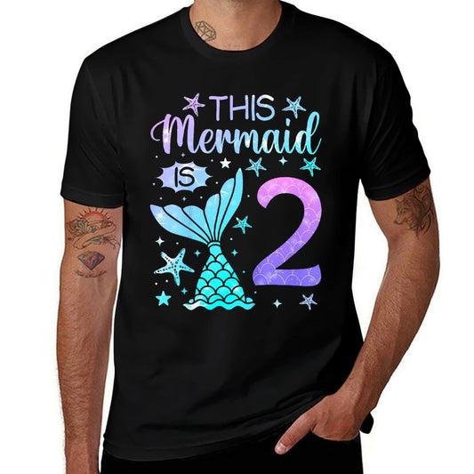2nd Birthday Girl 2yr Two 2 Year Old Mermaid Bday  Vintage-inspired T-Shirt