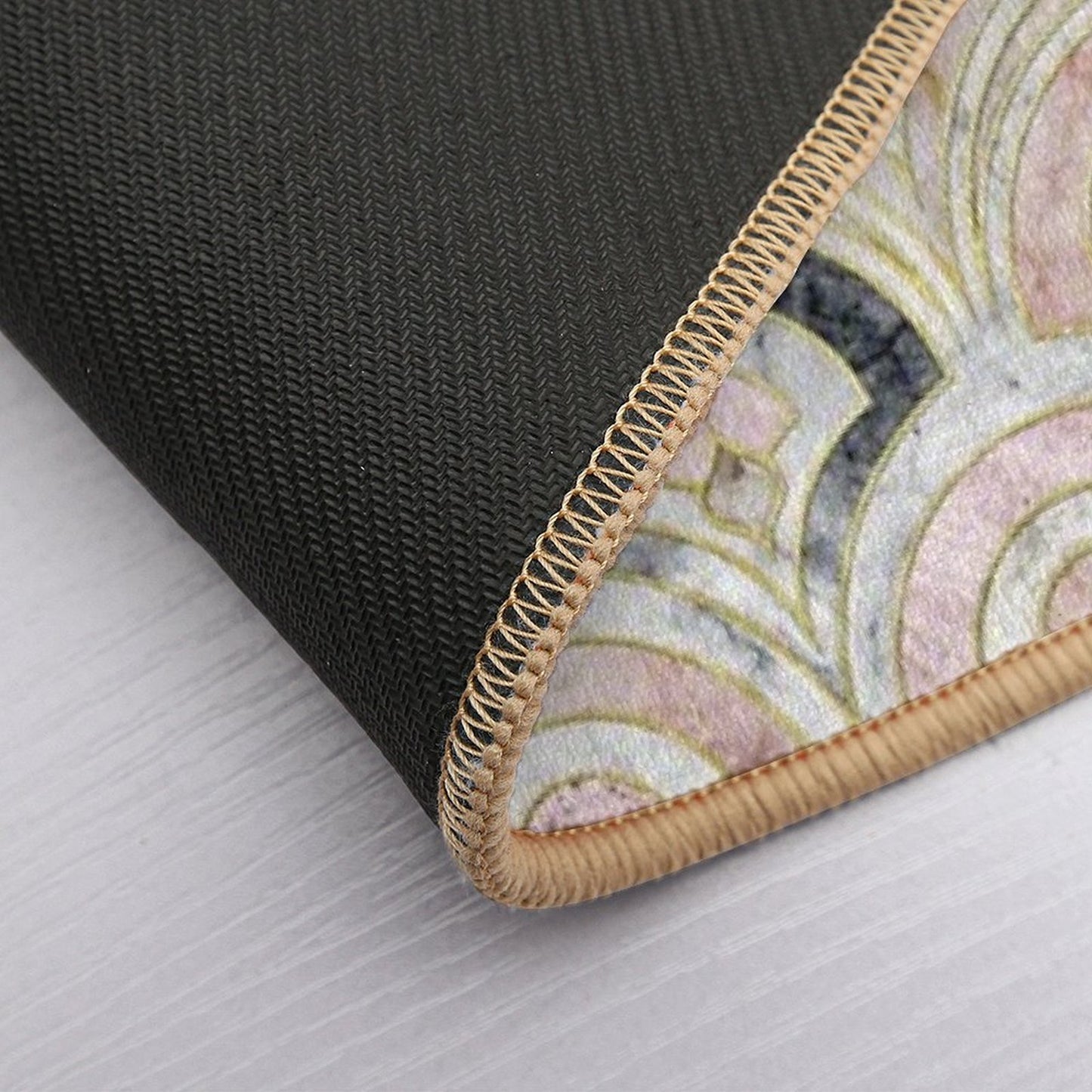 Art Deco Marble Tiles in Soft Pastels  Anti-Trip Bath Mat