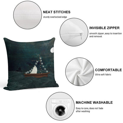 Ghost Boat Ride Soft Luxury Feel Throw Pillow