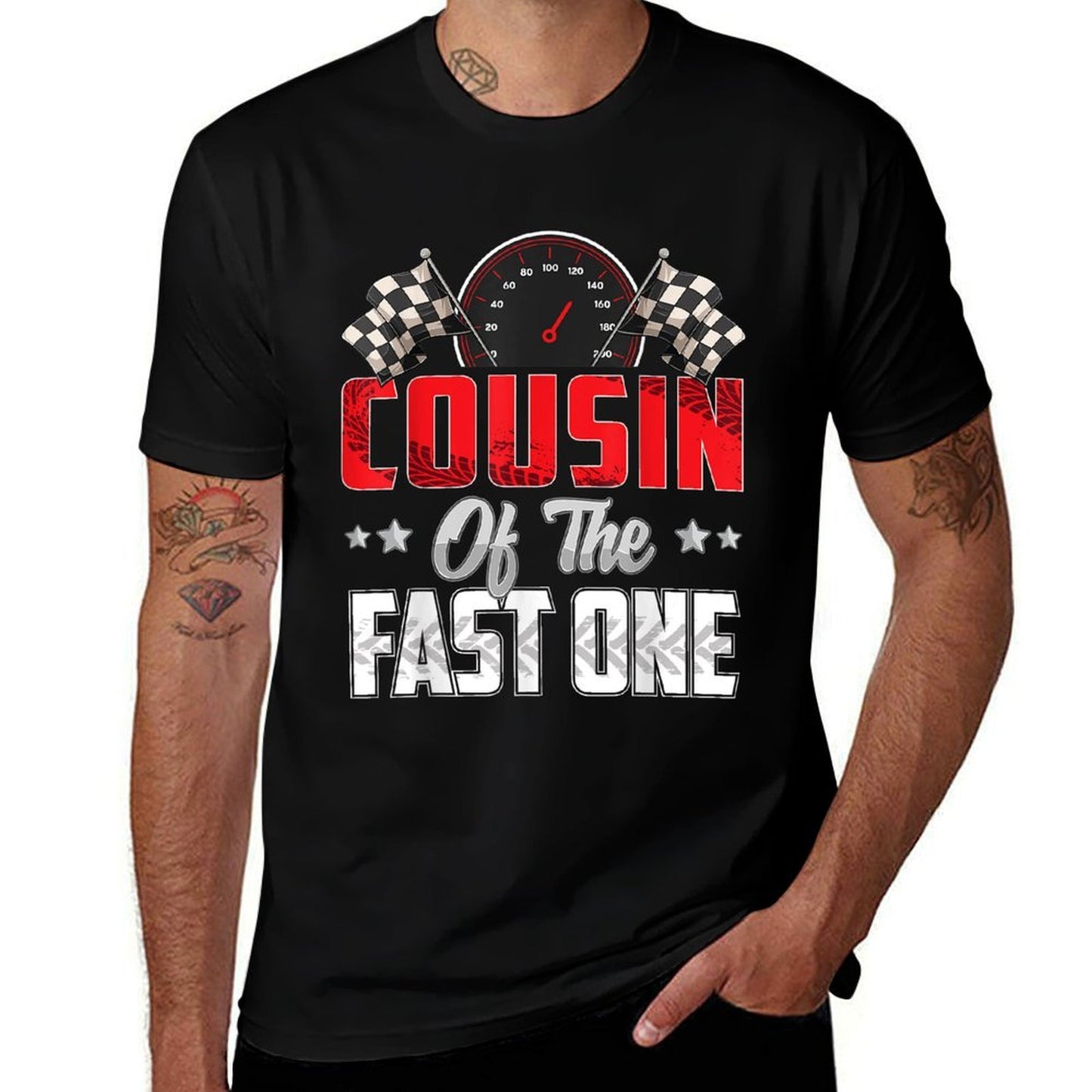 1 Year Old Racing Car Fast One Birthday 1st Family Cousin  Wrinkle-resistant T-Shirt