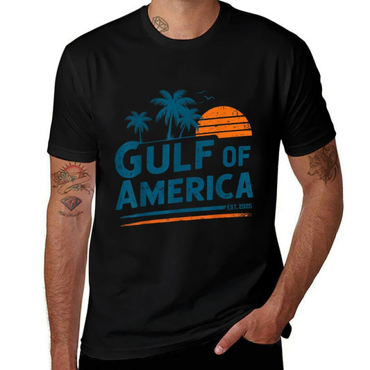 Retro Vintage Gulf Of US America 2025 American Gifts Fade-proof Color T-Shirt