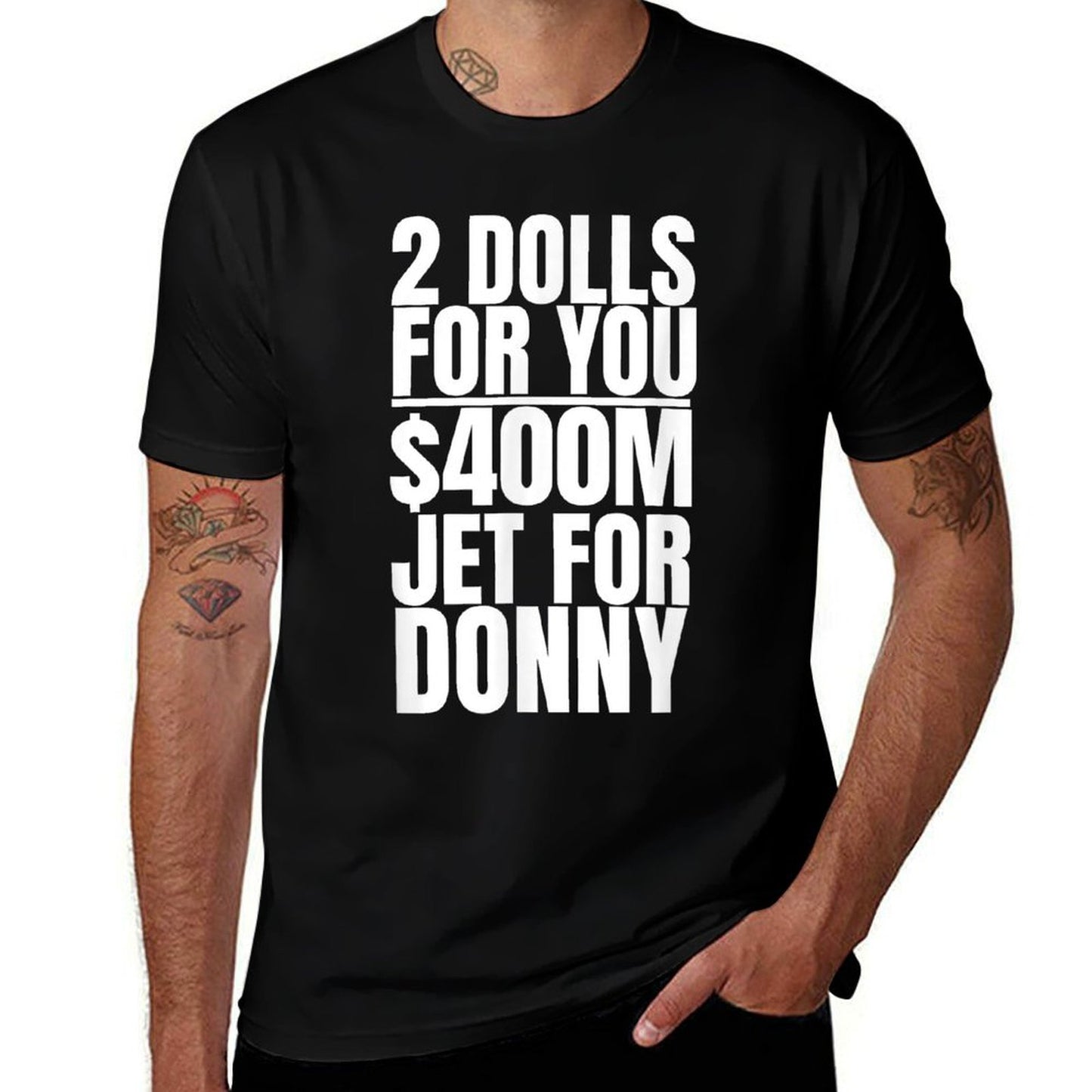 Donny 2 Dolls For You $400 Million Jet For Donny Qatar  Heathered Texture T-Shirt