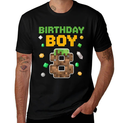 Birthday Boy 8th Birthday 8 Year Old Birthday Boy  Trendy Pattern T-Shirt