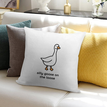 Silly Goose on The Loose Soft Luxury Feel Throw Pillow