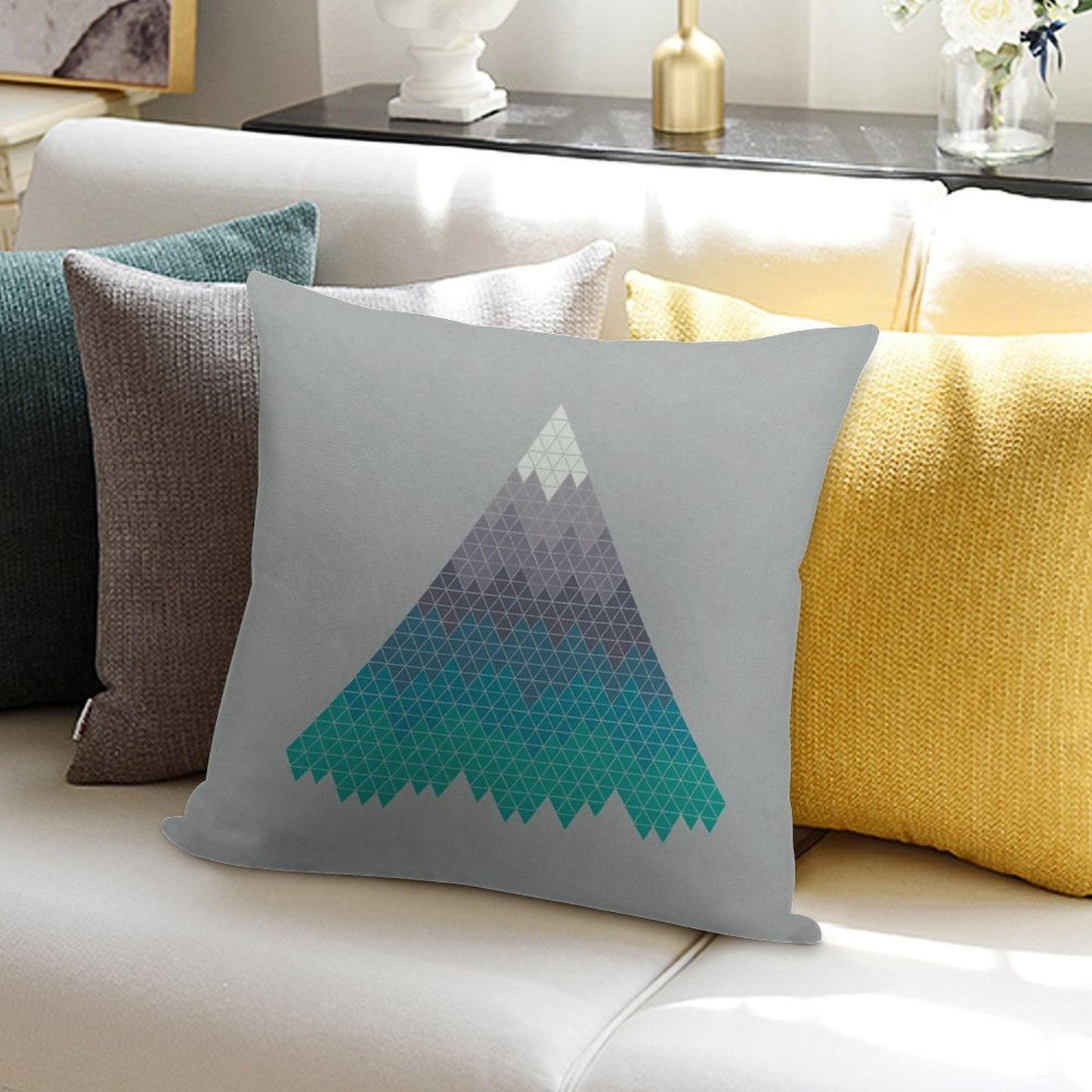 Many Mountains Soft Hidden Zipper Throw Pillow