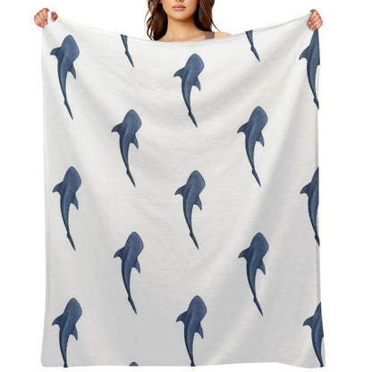 A Blue Whale Shark Swimming Easy Care Throw Blanket