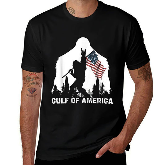 Gulf of USA America 2025 Funny Vintage USA Flag Stretchy T-Shirt