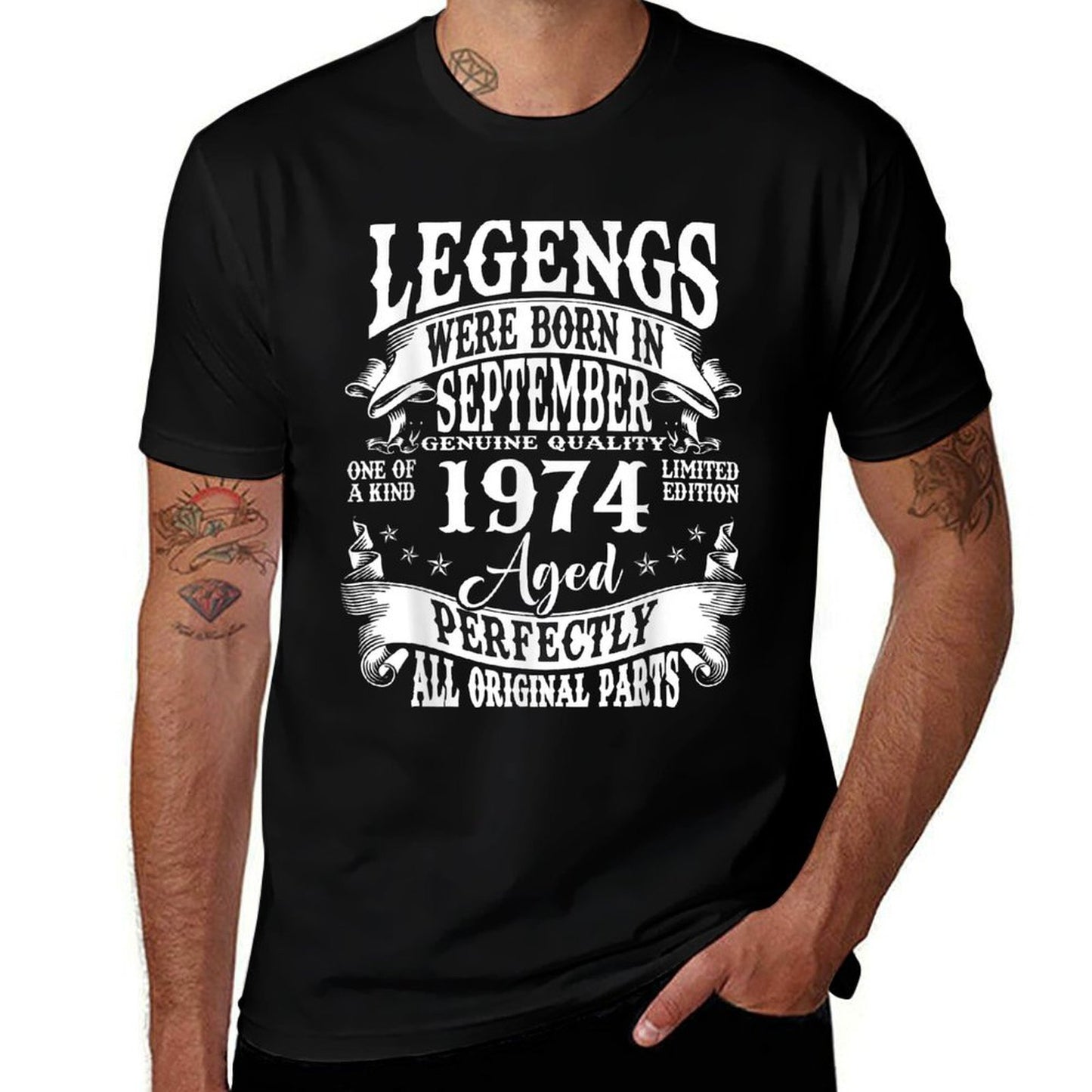 Legends Were Born In September 1974 Retro 50th Birthday Men  Slim-fit Cut T-Shirt