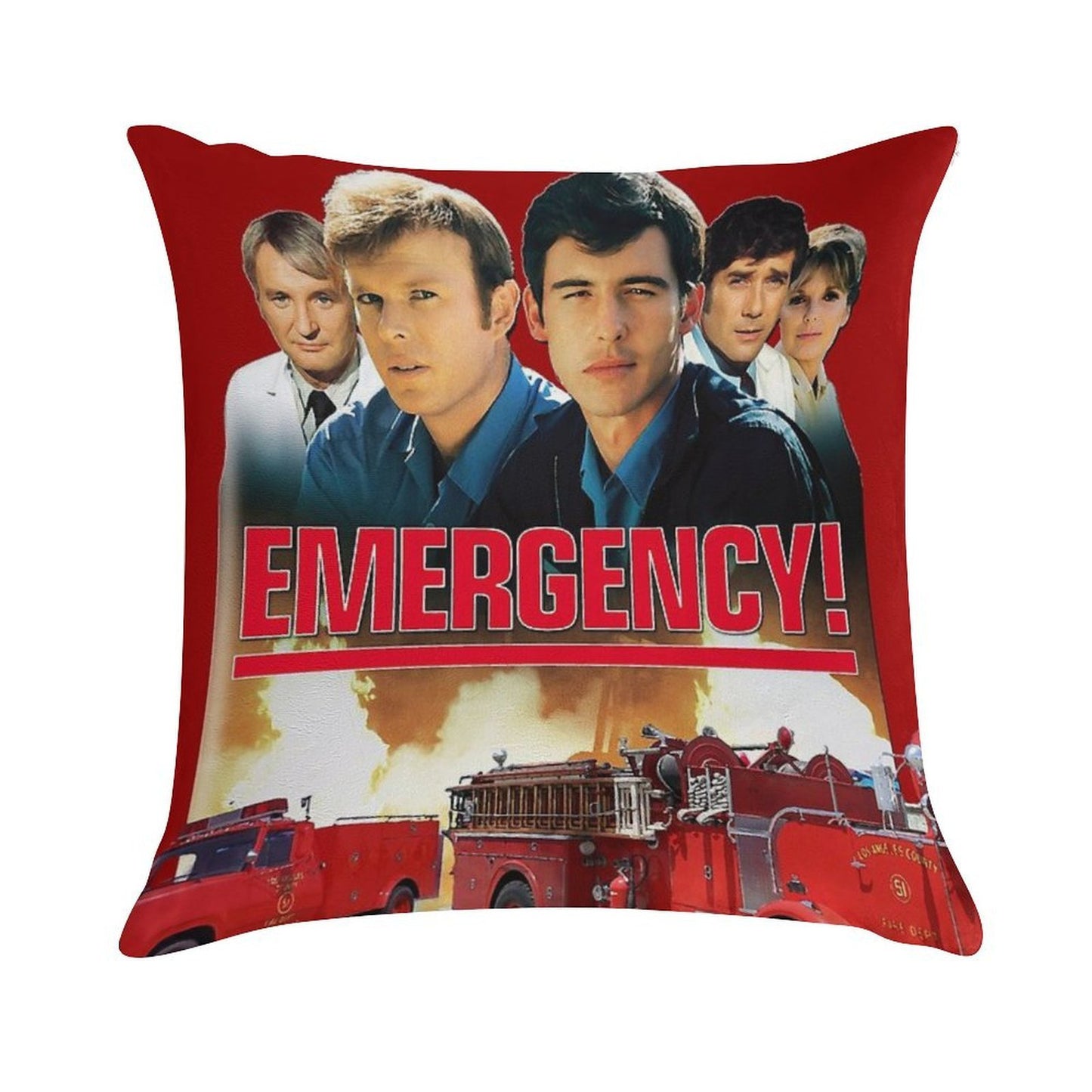 Retro Vintage 70s Medical Drama EMERGENCY! Tribute Soft Luxury Feel Throw Pillow