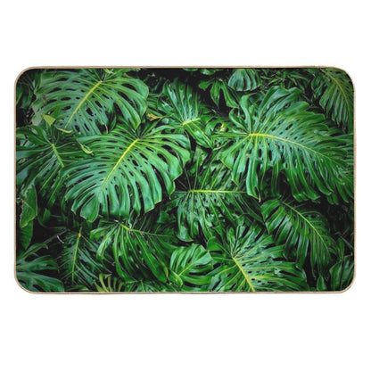 Monstera Deliciosa Tropical Green Foliage  Easy Maintenance Bath Mat