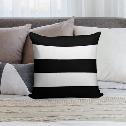 Black & White Wide Horizontal Stripes #2 Soft Gift Ready Throw Pillow