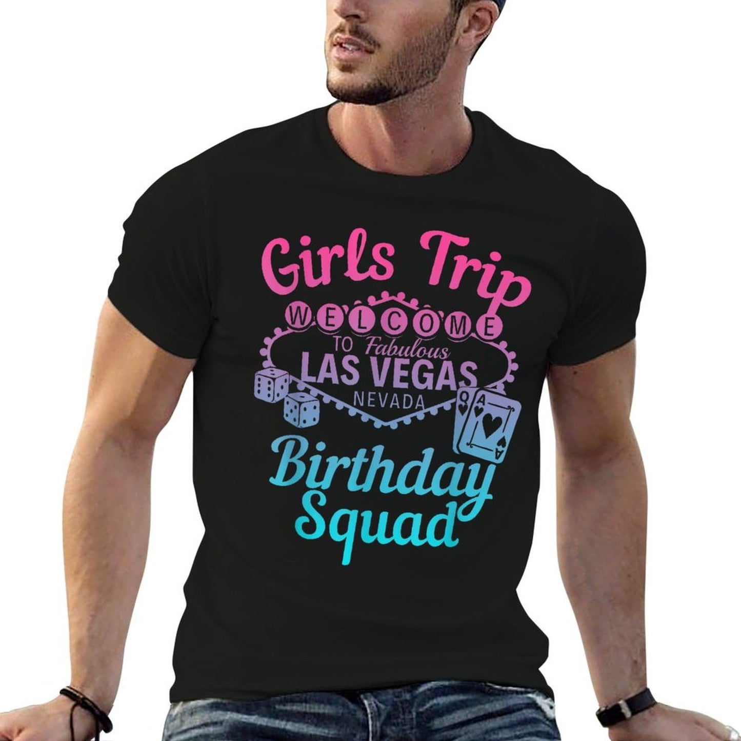 Las Vegas Birthday Party Girls Trip Vegas Birthday Squad  High-quality Stitching T-Shirt