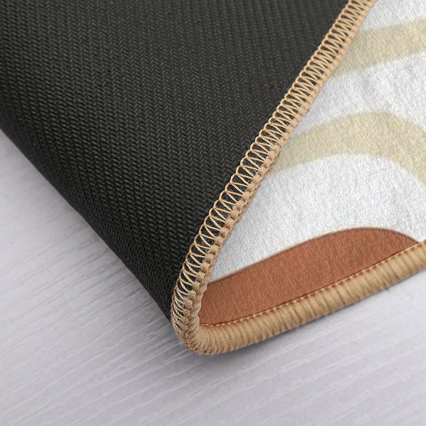 Palm Springs Mid-Century Minimalist Abstract Brown Ochre Beige White  Rapid-Drying Bath Mat