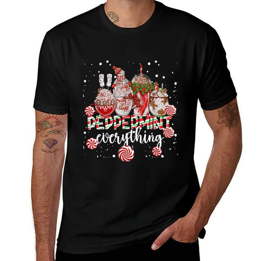 Christmas Peppermint Everything Coffee Chocolate Mocha Xmas  Heathered Texture T-Shirt