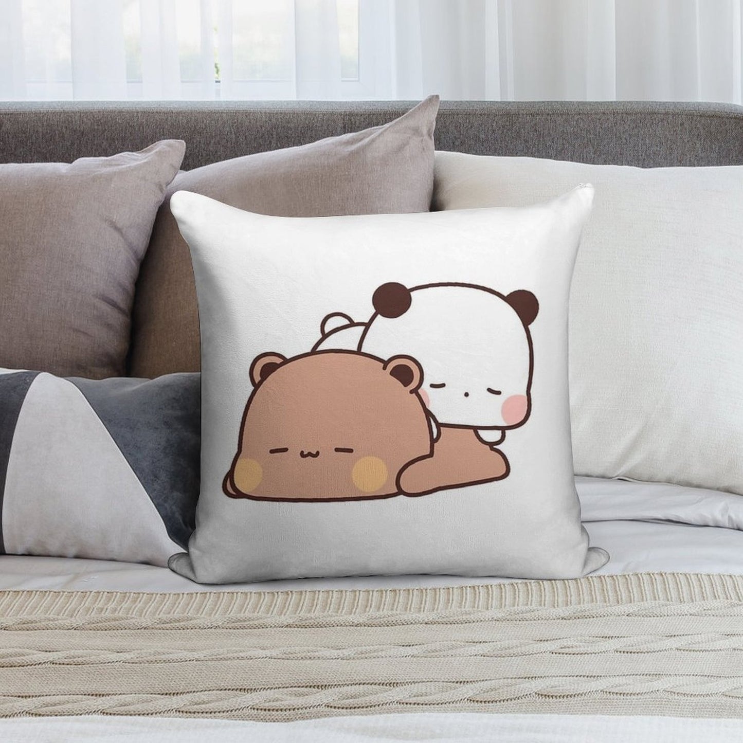 Cute Bubu And Dudu Are Sleeping Soft Bedroom Essential Throw Pillow