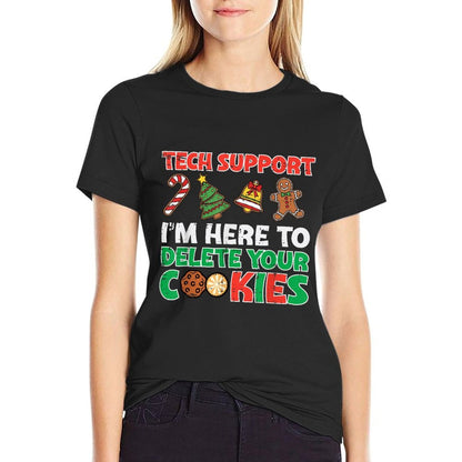 Christmas Tech Support Delete Cookies Funny Xmas Men Women  Cotton T-Shirt