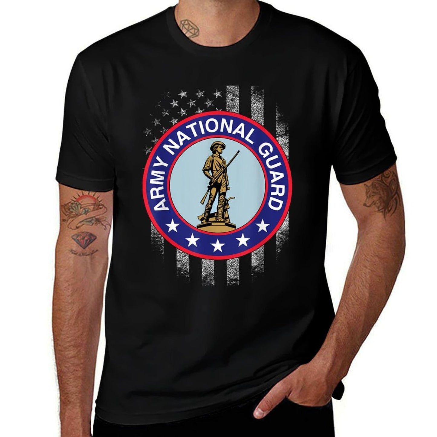 Proud Army National Guard USA Heart US Veteran  Soft T-Shirt