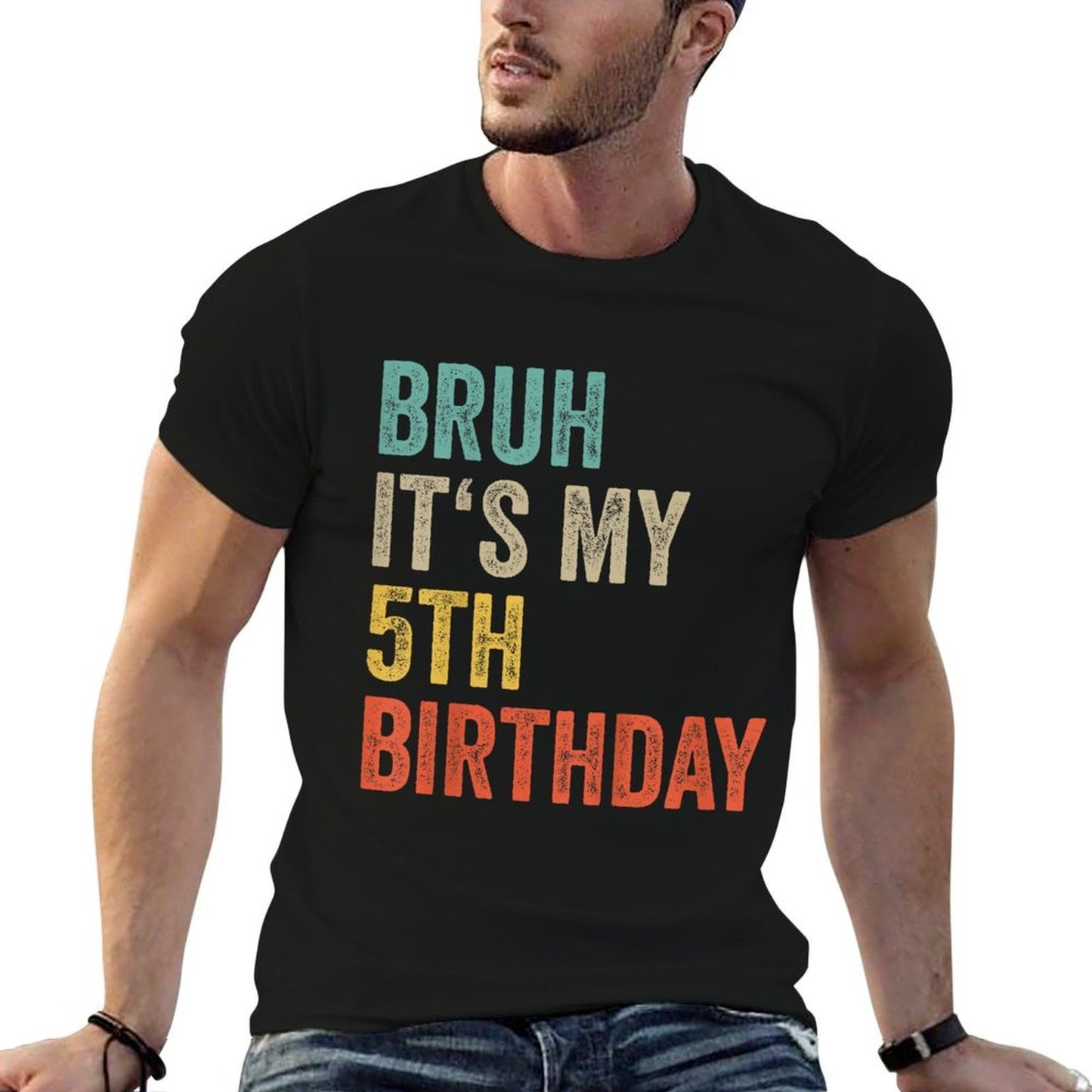 Kids Bruh Its My 5th Birthday Five Year Old Girl Boy 2020 Bday  Slim-fit Cut T-Shirt