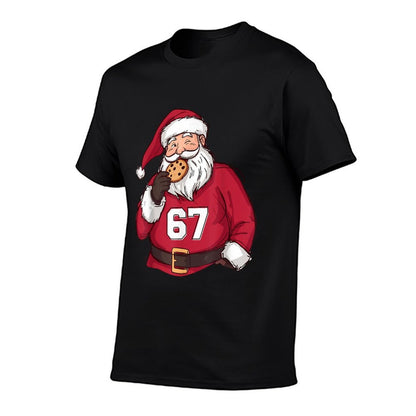 Funny 6 7 Meme Brainrot Santa Claus for Boys Kids Christmas  Ribbed Collar T-Shirt