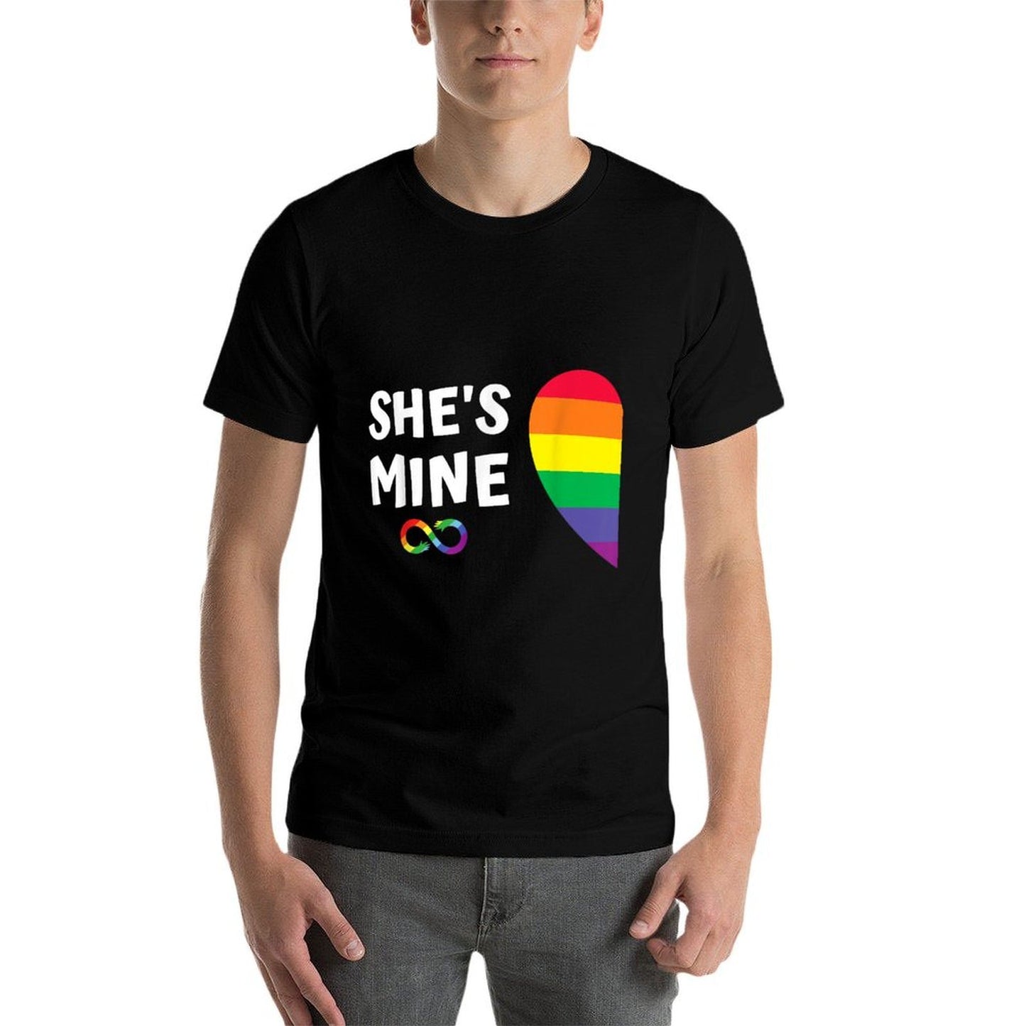 Im Hers Shes Mine Matching for Pride Lesbian Couples LGBTQ  Tagless Design T-Shirt