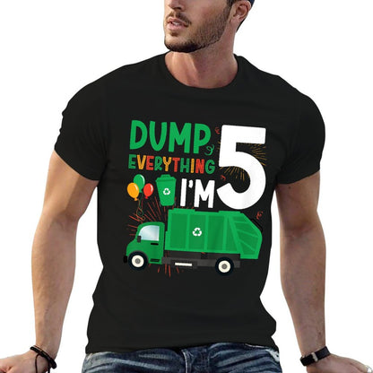 Kids 5th Garbage Truck Birthday Five Year Old Garbage Truck Boy  Easy-care T-Shirt