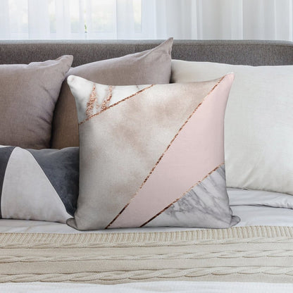 Spliced Mixed Rose Gold Marble Soft Fade-Resistant Throw Pillow
