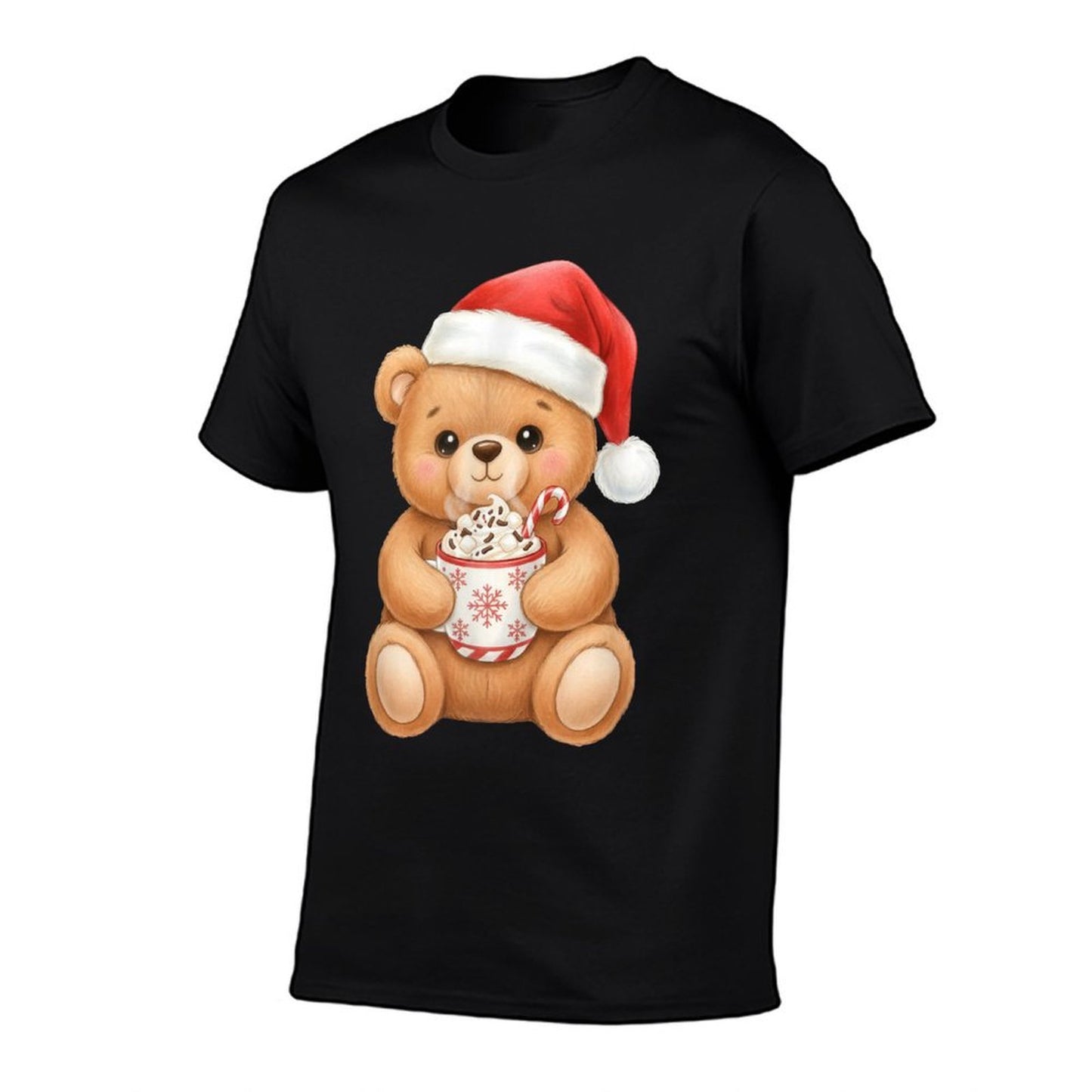 Cute Christmas Teddy Bear with Santa Hat  Oversized Silhouette T-Shirt