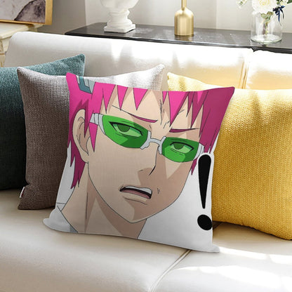Saiki's Confused Face Soft Shrink-Resistant Throw Pillow