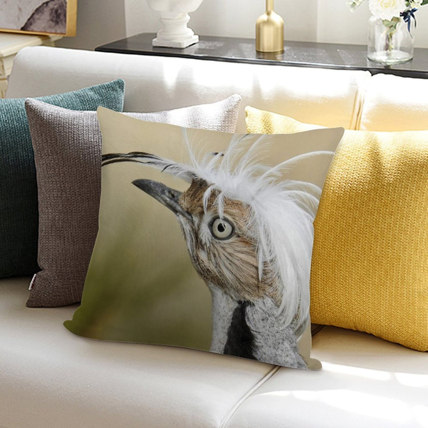 Asian Houbara Bustard Soft Shrink-Resistant Throw Pillow