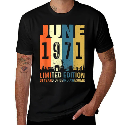 50 Limited Edition, Made in June 1971 50th Birthday  Oversized Silhouette T-Shirt
