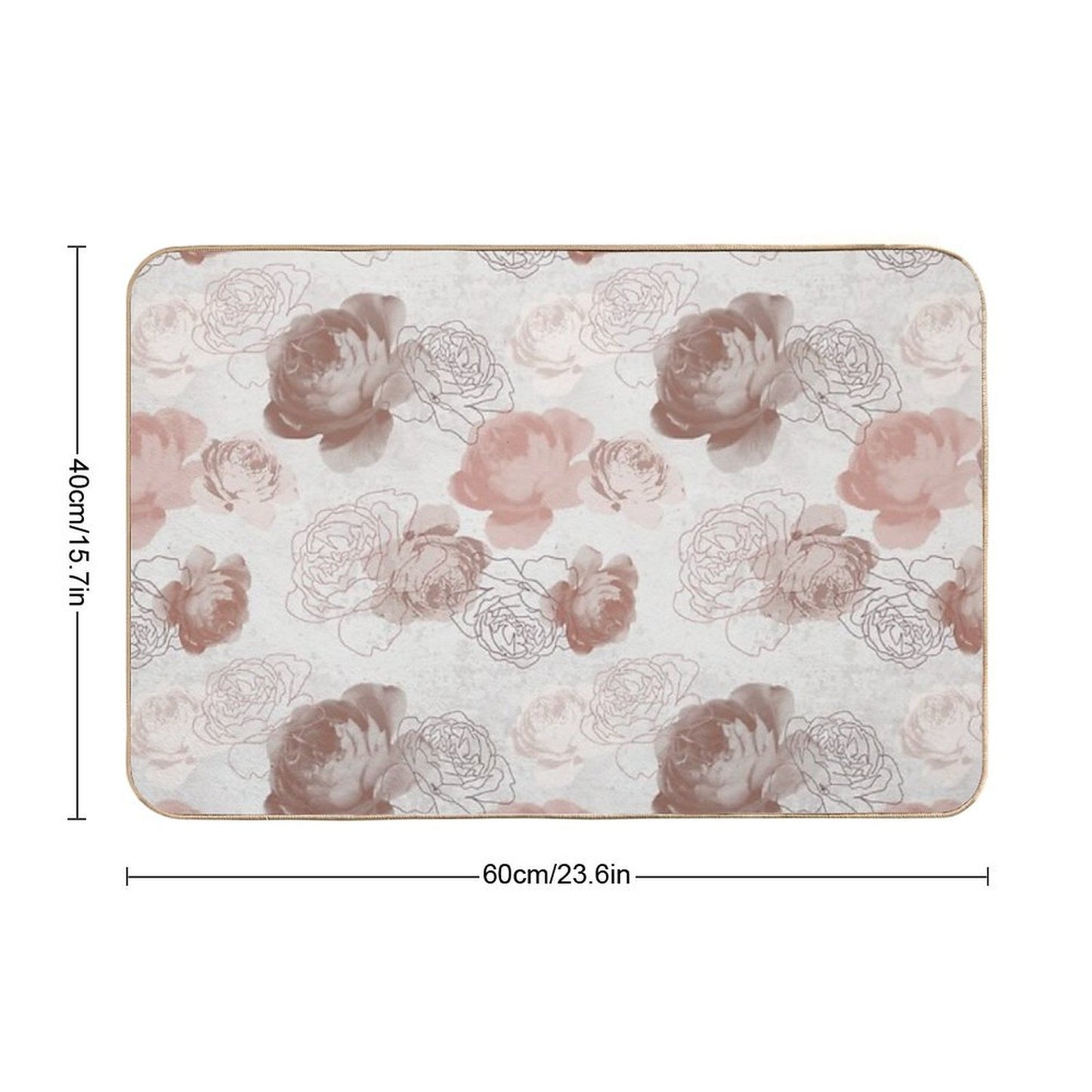 Vintage Rose in Peach Pattern  Absorbent Bath Mat