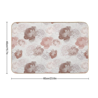 Vintage Rose in Peach Pattern  Absorbent Bath Mat