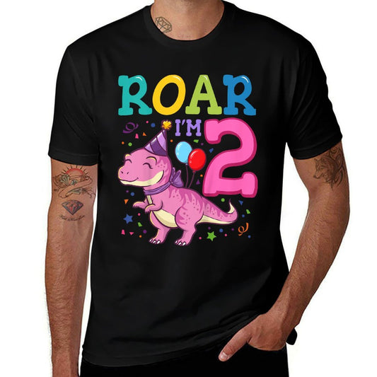 Kids Roar Im 2 Year Old Dinosaur Girl 2nd Birthday Party  Classic T-Shirt