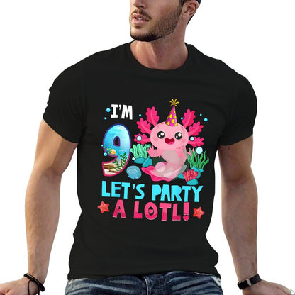 I'm 9 Years Old Let's Party A Lotl Axolotl 9th Birthday Kids  Moisture-wicking T-Shirt