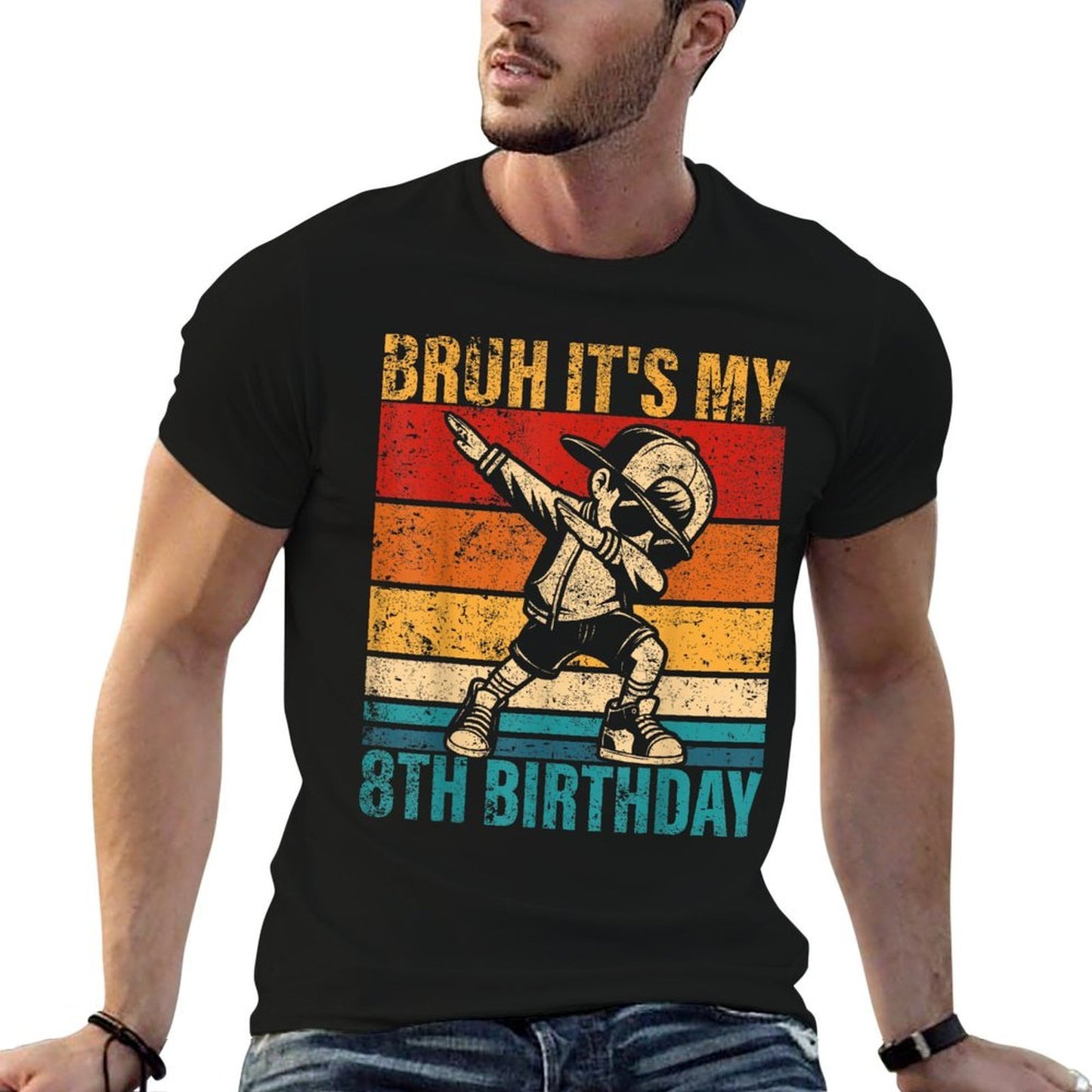 8 Year Old Birthday Dabbing Boy Bruh It's My 8th Birthday  Easy-care T-Shirt