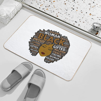 Black Girl  Woman Words in Afro Art  Eco-Friendly Bath Mat