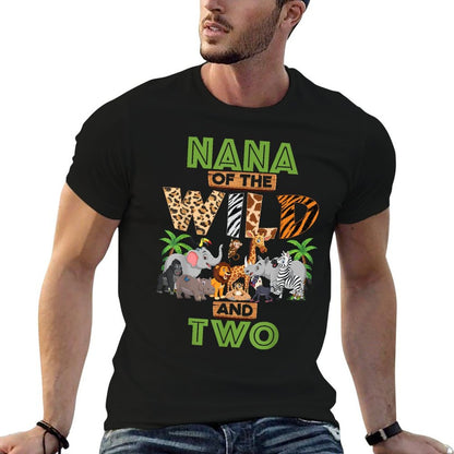 2nd Birthday Zoo Safari Jungle Nana Of The Wild And Two  Relaxed-fit T-Shirt