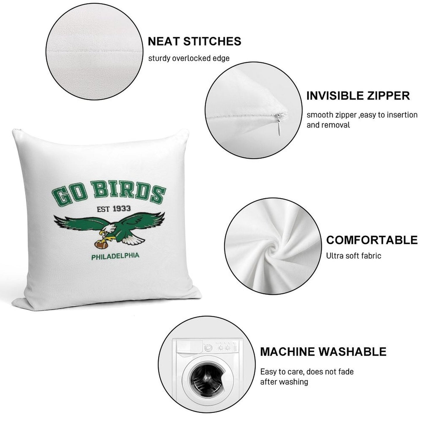 Art - Philadelphia Eagles Soft Bedroom Essential Throw Pillow