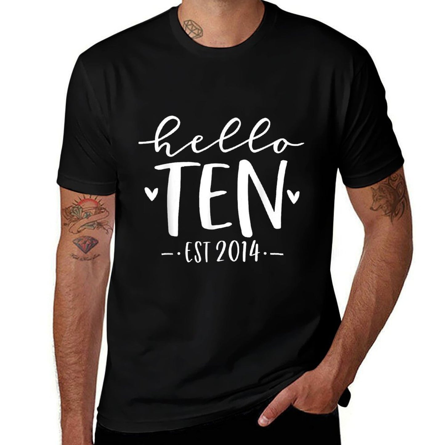 Hello Ten Est 2014 10-Year-Old 10th Birthday Girl  Easy-care T-Shirt
