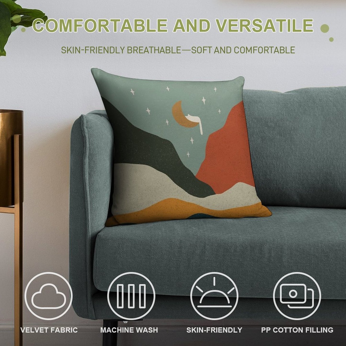 Cat Landscape 203 Soft Easy Maintenance Throw Pillow